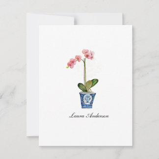 Watercolor Pink Orchid flat note card
