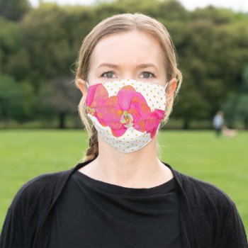 Watercolor Pink Orchids Adult Cloth Face Mask by Omtastic at Zazzle