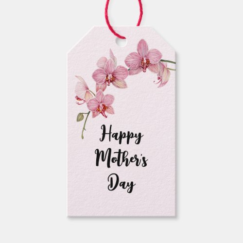 Watercolor Pink Orchids Mothers Day Gift Tags