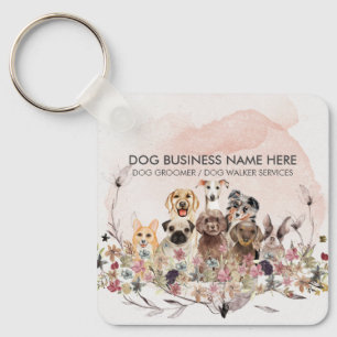 Watercolor Pink Pastel Colors Pet Walker dogs Keychain