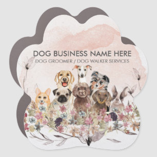 Watercolor Pink Pastel Pet Sitter Walker dogs Car Magnet