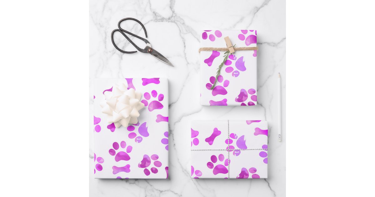 Dog Paw Print Pattern, Pink Wrapping Paper Sheets, Zazzle