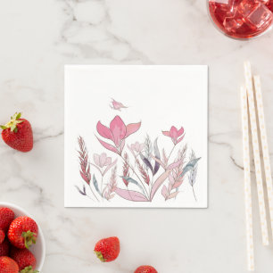 Watercolor Pink & Peach Floral Napkins – Elegant 