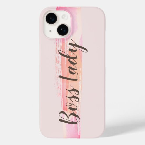 Watercolor Pink Peach Paint Strokes Boss Lady Case_Mate iPhone 14 Case