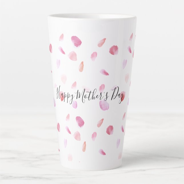 Watercolor Pink Peach Rose Petals Latte Mug (Front)