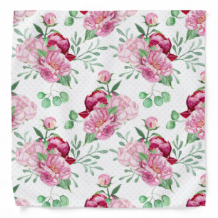 watercolor pink peonies bandana