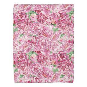 Watercolor Pink Peonies Duvet Cover
