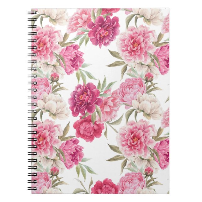 Watercolor Pink Peonies: Floral Elegance Notebook (Front)