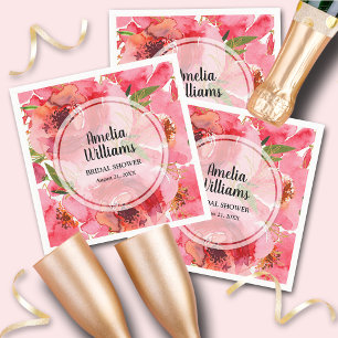 Watercolor Pink Peonies Floral Napkins