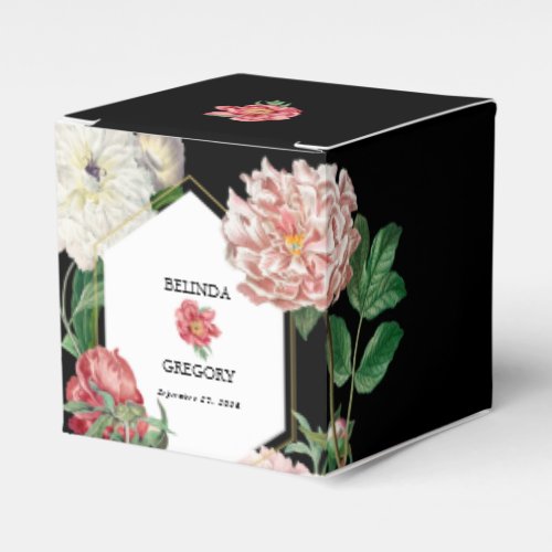Watercolor Pink Peonies Flowers Wedding White Favor Boxes