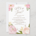 Watercolor Pink Peonies It's a Girl Baby Shower