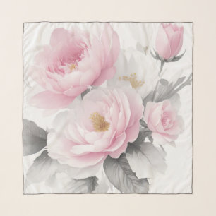 Watercolor Pink Peonies Scarf