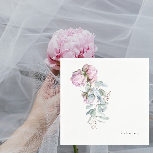 Watercolor Pink Peonies Shower Napkins (Creator Uploaded)
