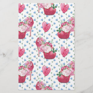 Watercolor Pink Peonies,watercolor shoe Stationery