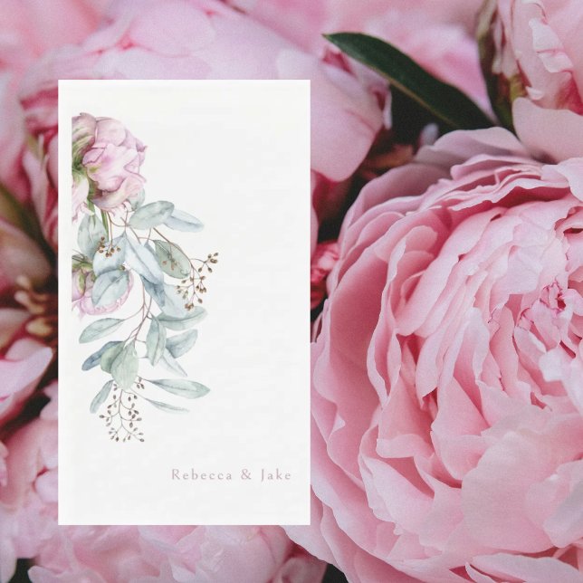 Watercolor Pink Peonies Wedding Paper Guest Towels (Creator Uploaded)