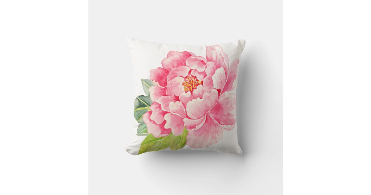Watercolor Pink Peony Cushion Zazzle