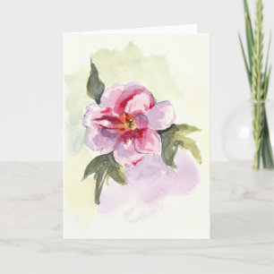 Watercolor Pink Peony Flower Greeting Card