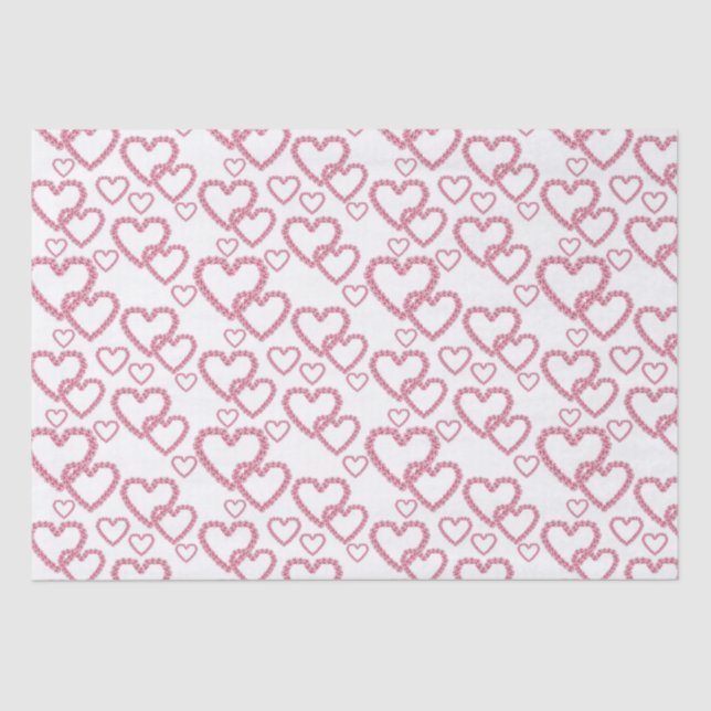 Watercolor Pink Peony Hearts  Tissue Paper (Front)