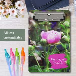 Watercolor Pink Peony Mini Clipboard