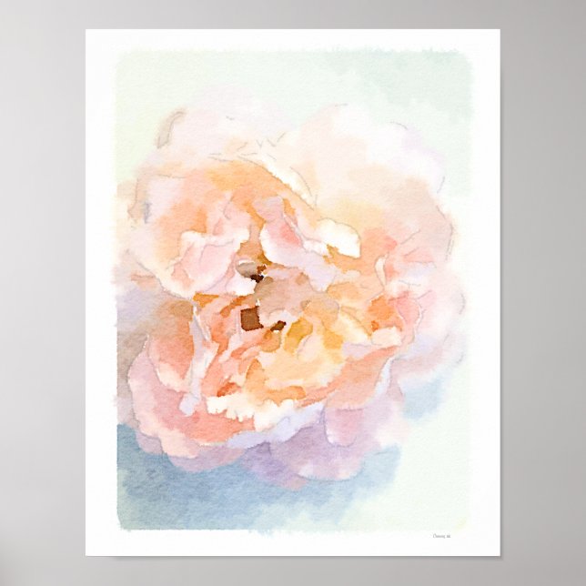 Watercolor Pink Peony poster art print (Front)