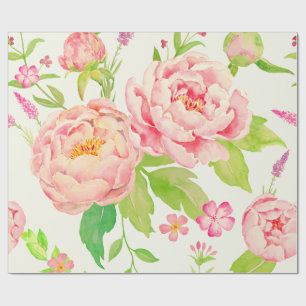 Watercolor pink peony Wrapping paper
