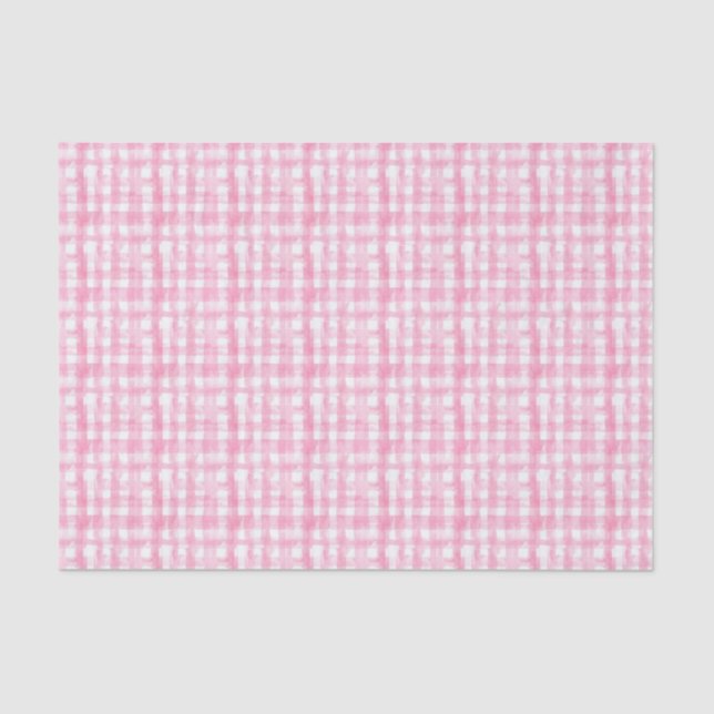 Watercolor Pink Plaid Tissue Paper (Front)