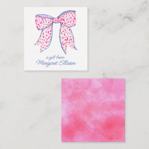 Watercolor Pink Polka Dot Bow Gift Enclosure Note Card