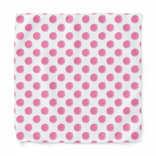 watercolor pink polka dots dotty design bandana (Front)