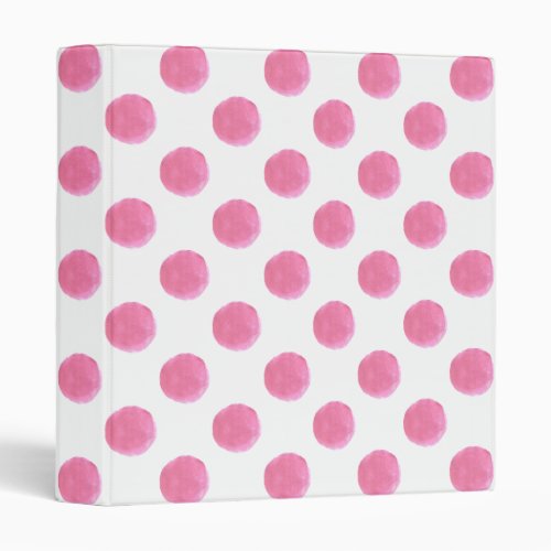 watercolor pink polka dots dotty design binder