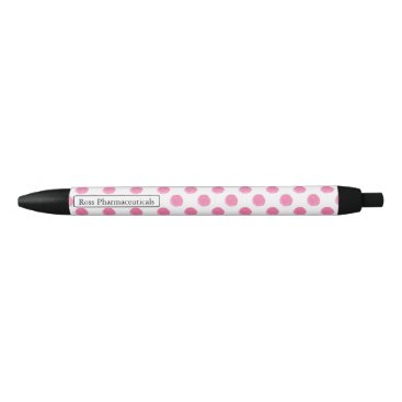 watercolor pink polka dots dotty design black ink pen