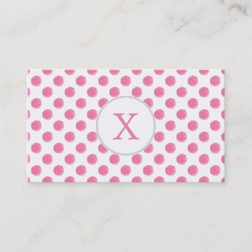 watercolor pink polka dots dotty design business card