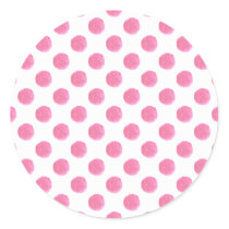 watercolor pink polka dots dotty design classic round sticker