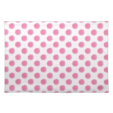 watercolor pink polka dots dotty design cloth placemat