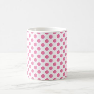 watercolor pink polka dots dotty design coffee mug