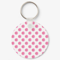 watercolor pink polka dots dotty design keychain