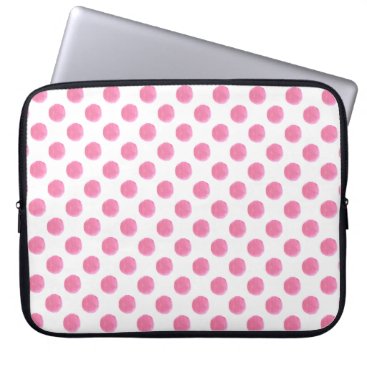 watercolor pink polka dots dotty design laptop sleeve