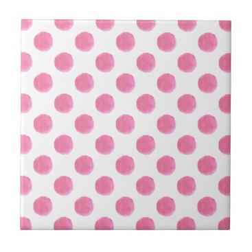 watercolor pink polka dots dotty design tile