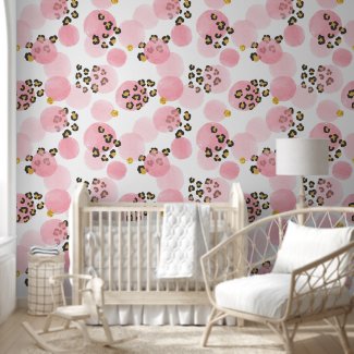 Watercolor Pink Polka Dots Leopard Print Nursery