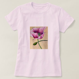 Watercolor pink poppy art flower T-Shirt