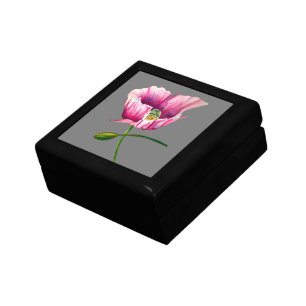Watercolor pink poppy pretty flower gift box