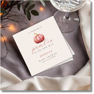 Watercolor Pink Pumpkin Baby Shower Napkins