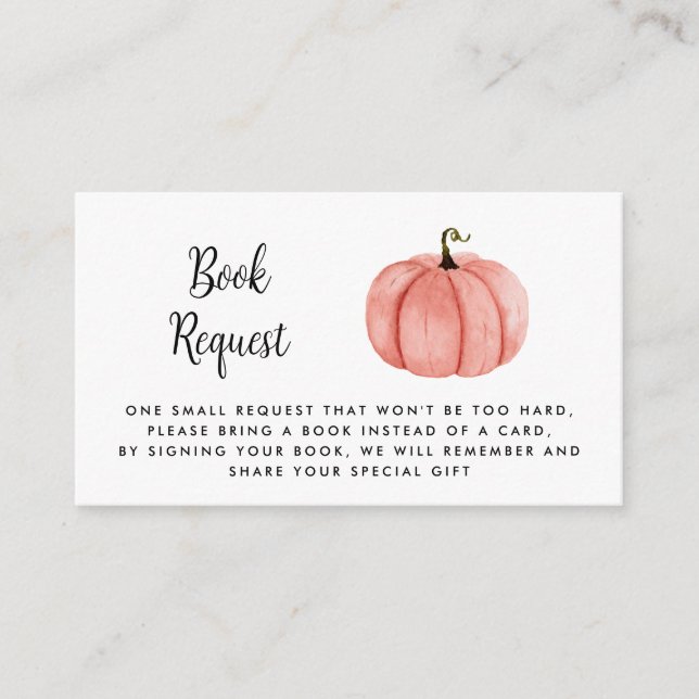 Watercolor Pink Pumpkin Book Request   Enclosure Card (Front)
