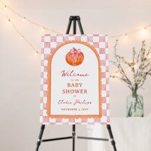 Watercolor Pink Pumpkin Welcome Baby Shower