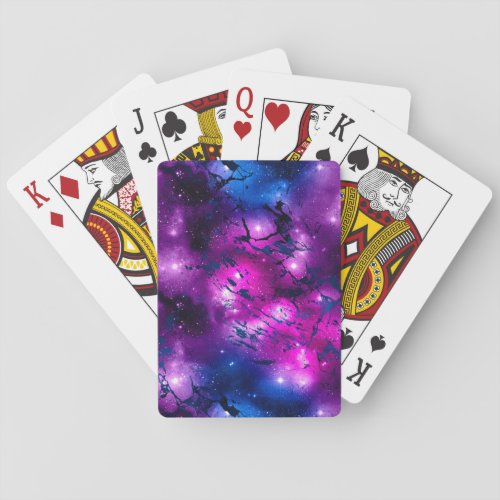 Watercolor Pink Purple  Blue Marble Galaxy Poker Cards