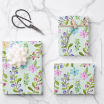 Watercolor Pink, Purple, Blue Small Flowers