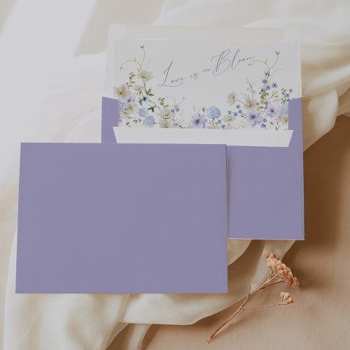 Watercolor Pink  Purple Bouquet Wedding Envelope