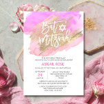 Watercolor Pink Purple Gold BAT MITZVAH Star David Invitation<br><div class="desc">Modern watercolor invitations for BAT MITZVAH.  Perfect for 12 year old Jewish celebration 'called to the TORAH'.   Colors in hues of pink,  purple,  violet and peach.  Faux gold foil brush stroke. Back of card has HEBREW NAME.</div>