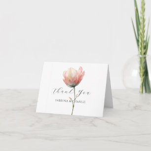Watercolor Pink Purple Tulip Elegant Floral Letterpress Thank You Card