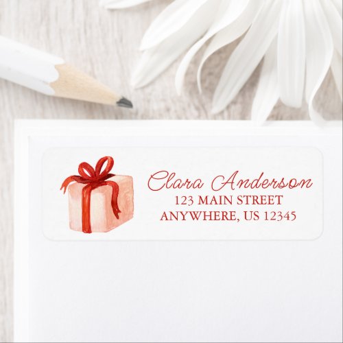 Watercolor Pink  Red Gift Return Address Label
