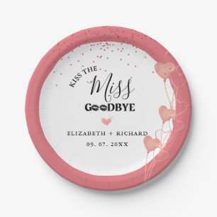 Watercolor pink & red Heart Sweet Thank You Party  Paper Plates